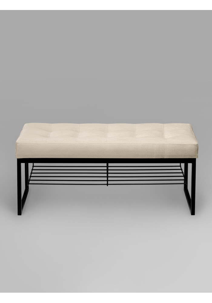 Банкетка Марсей 95-44 с полкой (бежевый/черный)