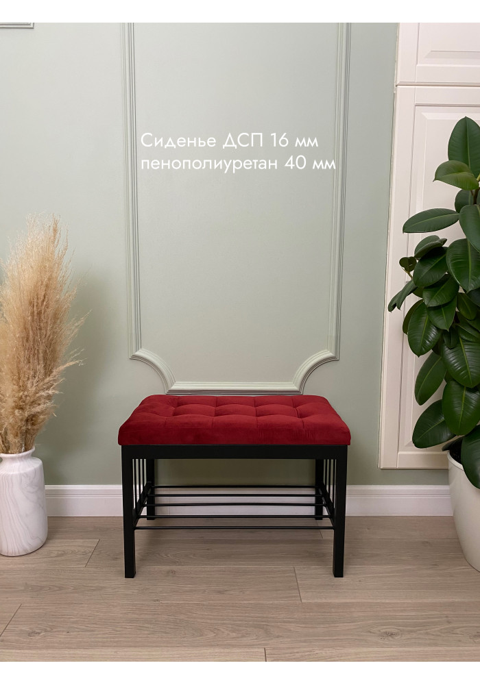 Банкетка Оди-62 Велюр черный/красный