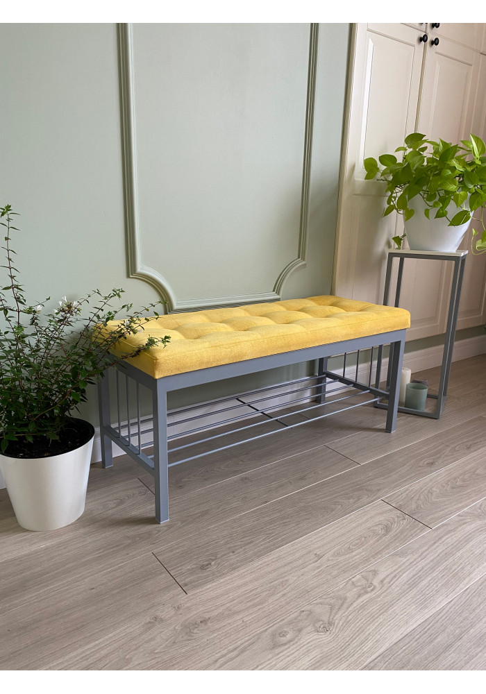 Банкетка Оди-96 Велюр серый/желтый